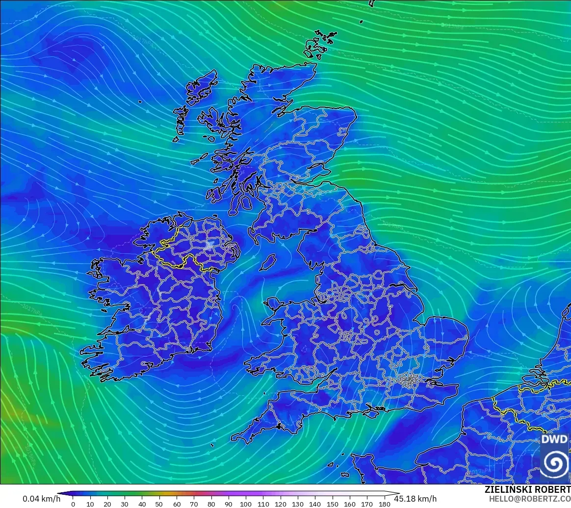 ICON modelo - Reino Unido, Viento a 10 m