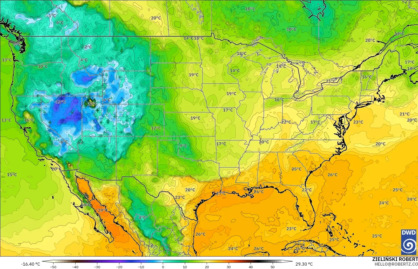 ICON modelo - Estados Unidos, Punto de rocío a 2 m