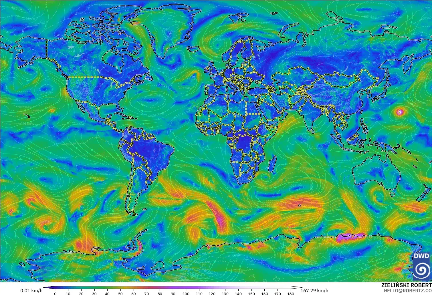 ICON modelo - Mundo, Viento a 10 m