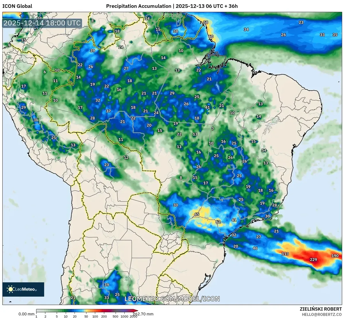 "Acumulación de precipitaciones sobre Cuzco el 14 de diciembre de 2025"
