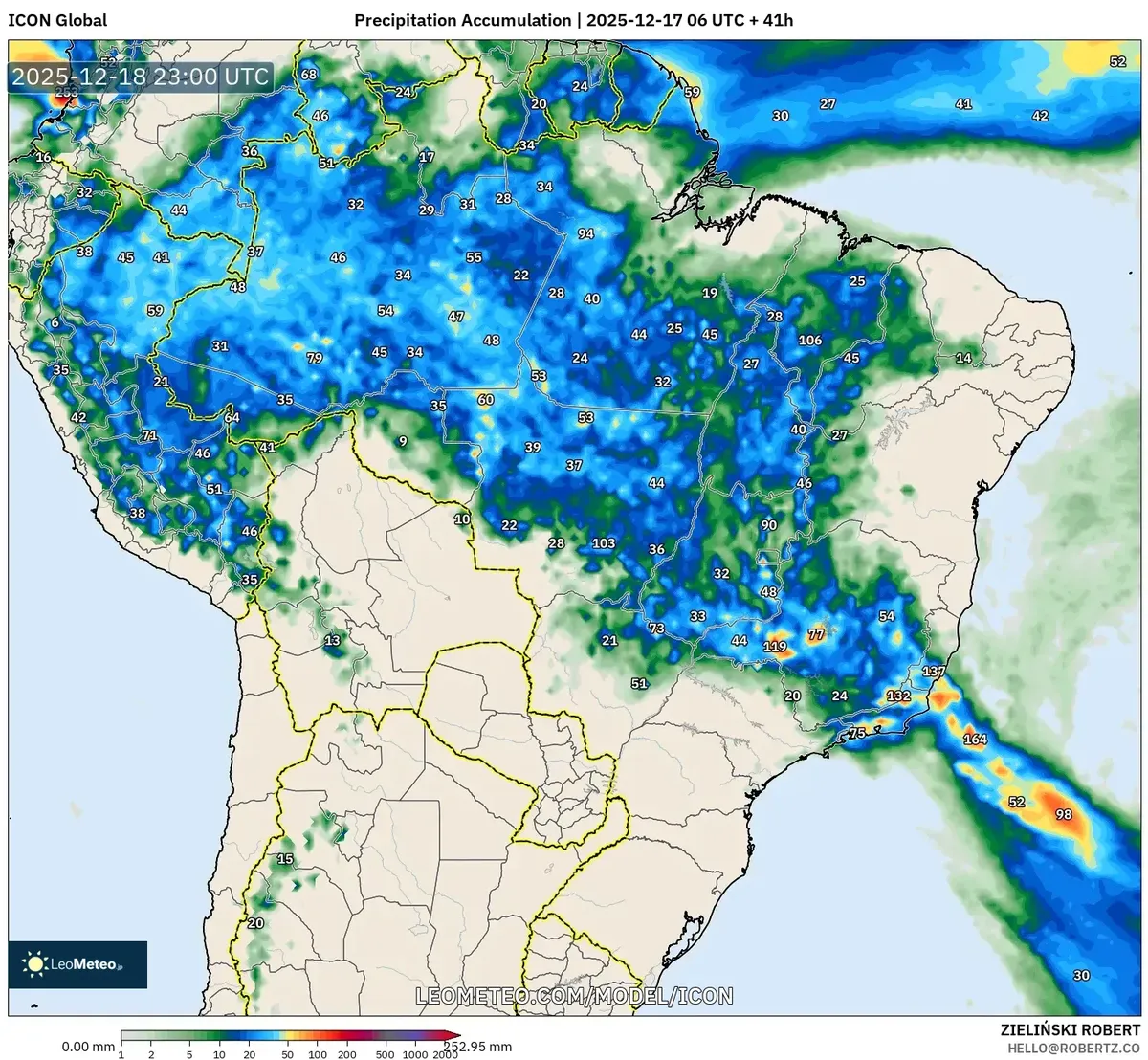 Cusco Chubascos Acumulación de Precipitación Mapa – 2025‑12‑17