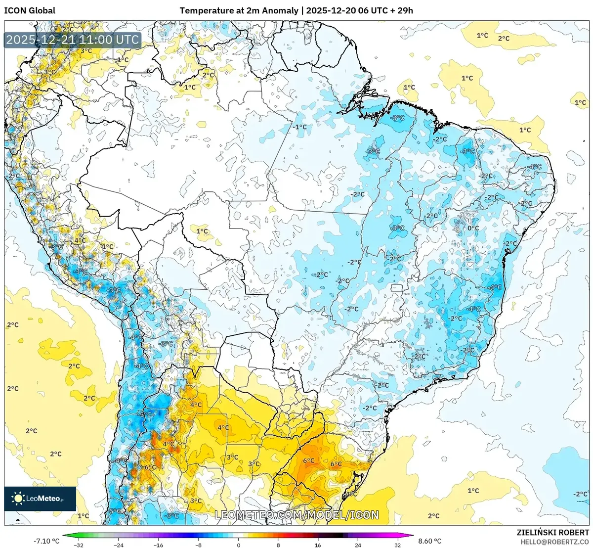2025-12-20 Mapa de anomalía de temperatura – Pronóstico cálido y seco en las principales ciudades del Perú