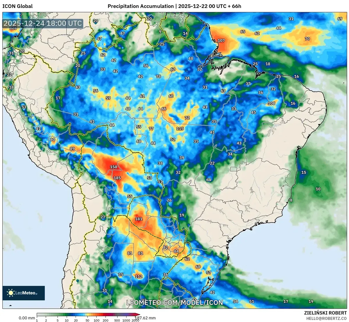 Pronóstico de Acumulación de Precipitaciones de la víspera de Navidad – Perspectiva de lluvias 2025-12-24