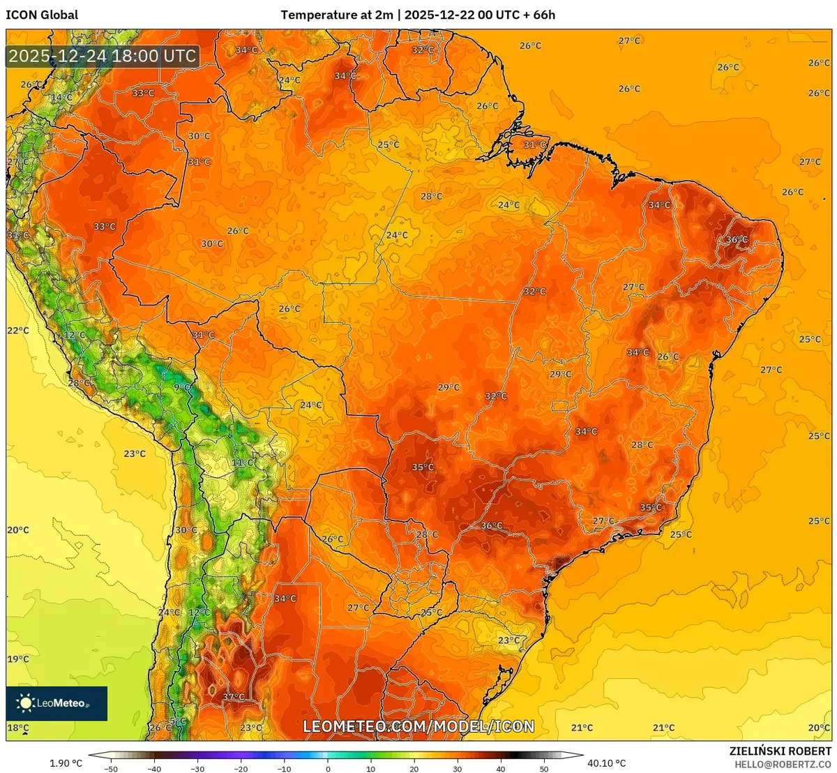 Pronóstico de temperatura para la víspera de Navidad el miércoles, 24 de diciembre de 2025