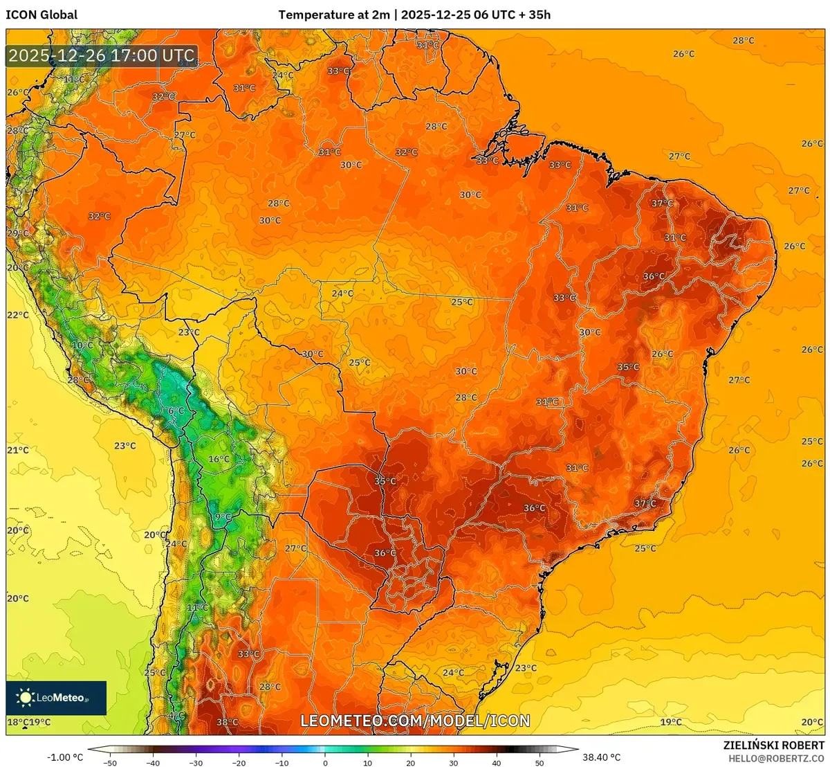 2025-12-25 Pronóstico de Pico de Temperatura en Brasil - Clima soleado y cálido el viernes