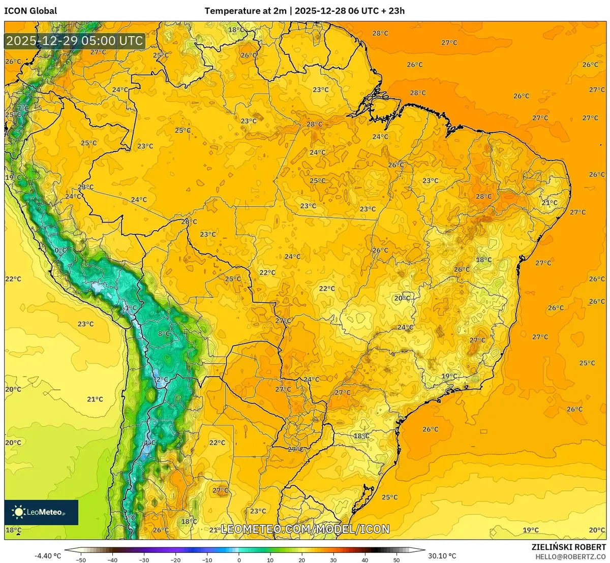 Temperaturas matutinas en Lima el 29 de dic de 2025