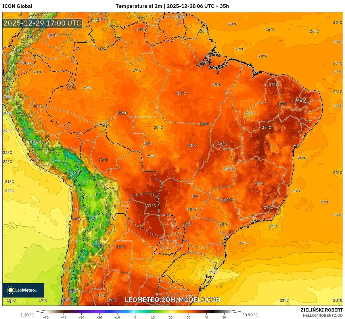 Pico de calor alrededor de Lima el 29 de dic 2025