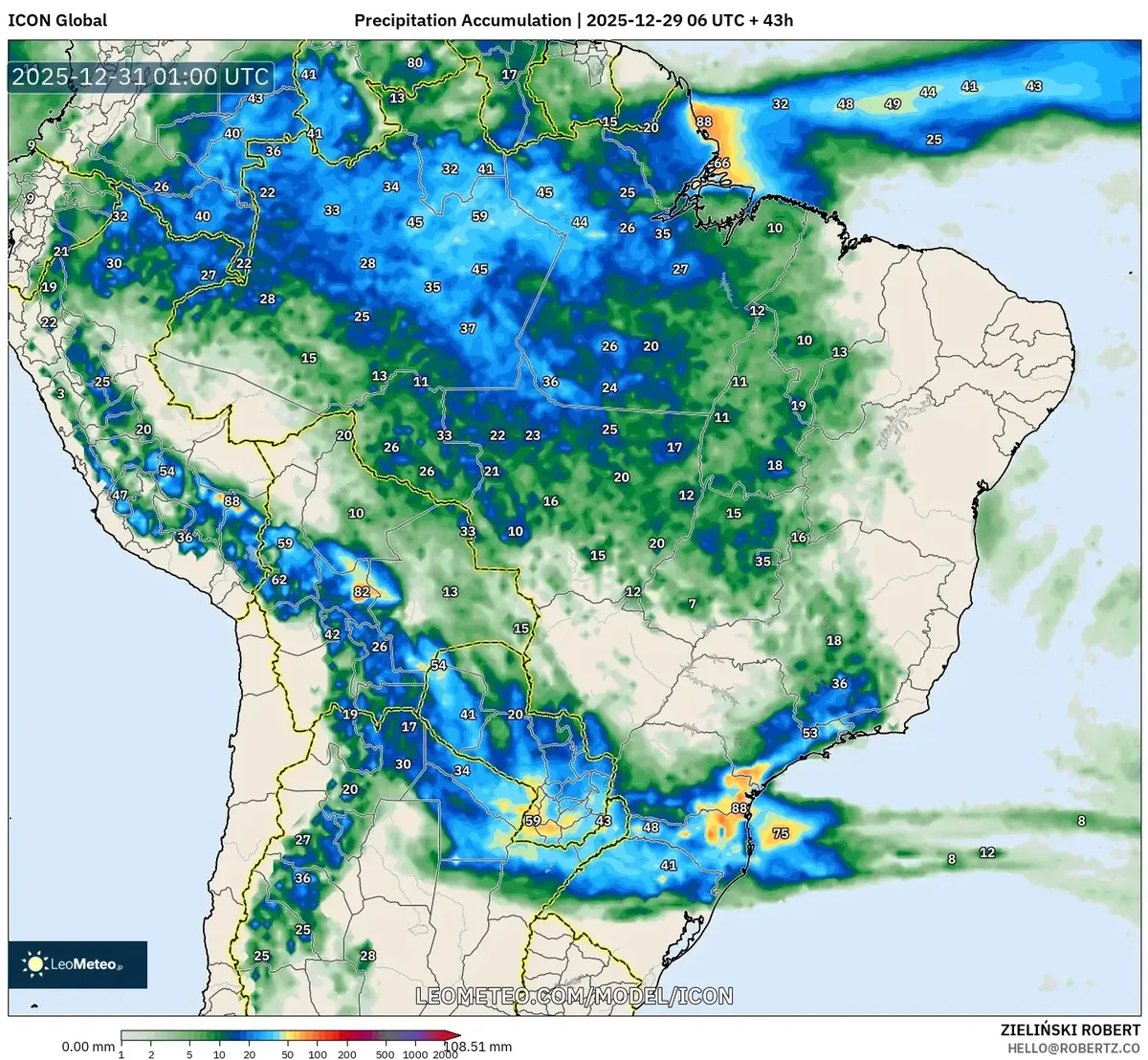 Lluvia acumulada en Cusco el 30 de dic, 2025