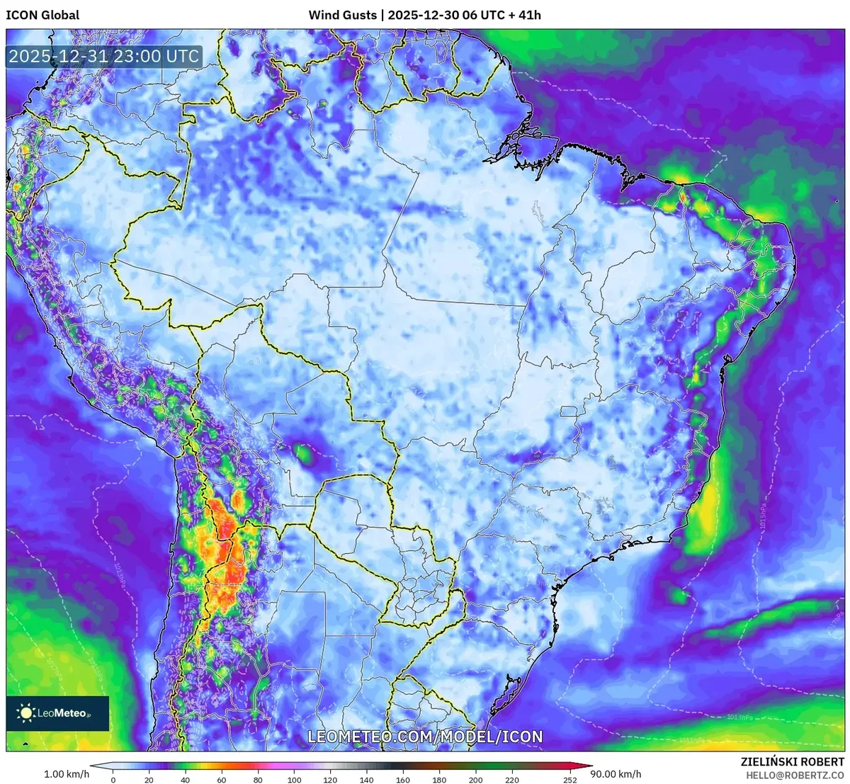 Vientos fuertes azotando los Andes el 31 de dic de 2025