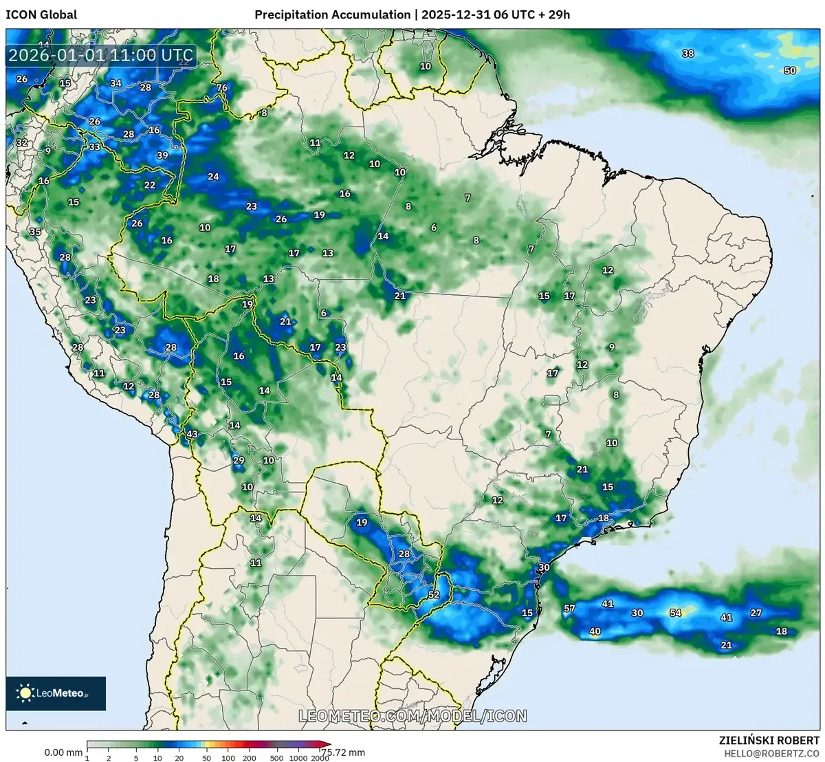 Lluvia matutina acumulándose en Cusco el 1 de enero de 2026
