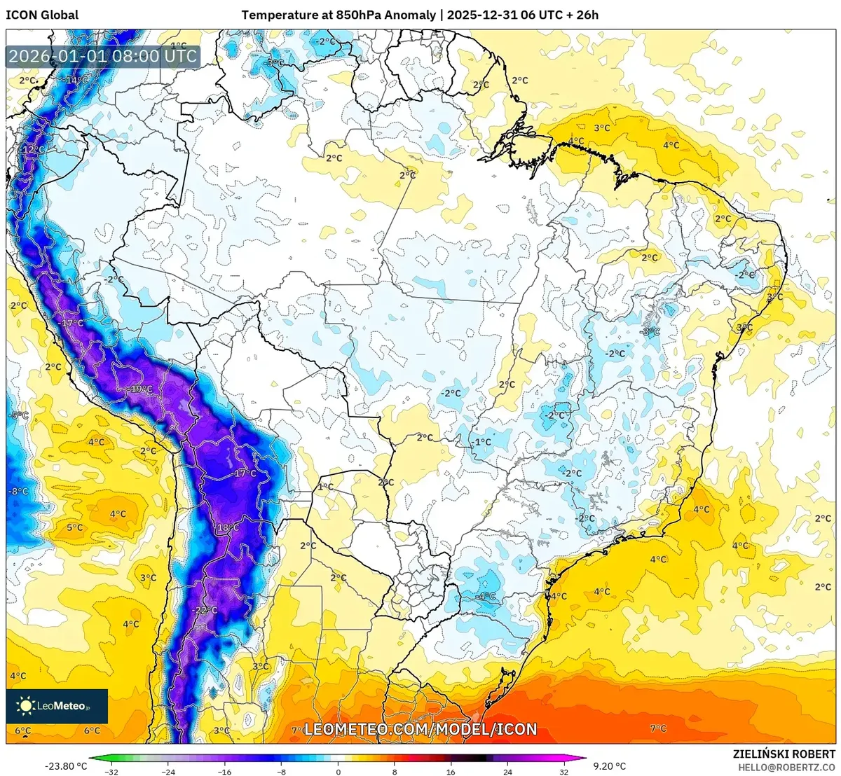 Anomalias de Temperatura en el Sur del Perú el 1 de enero de 2026