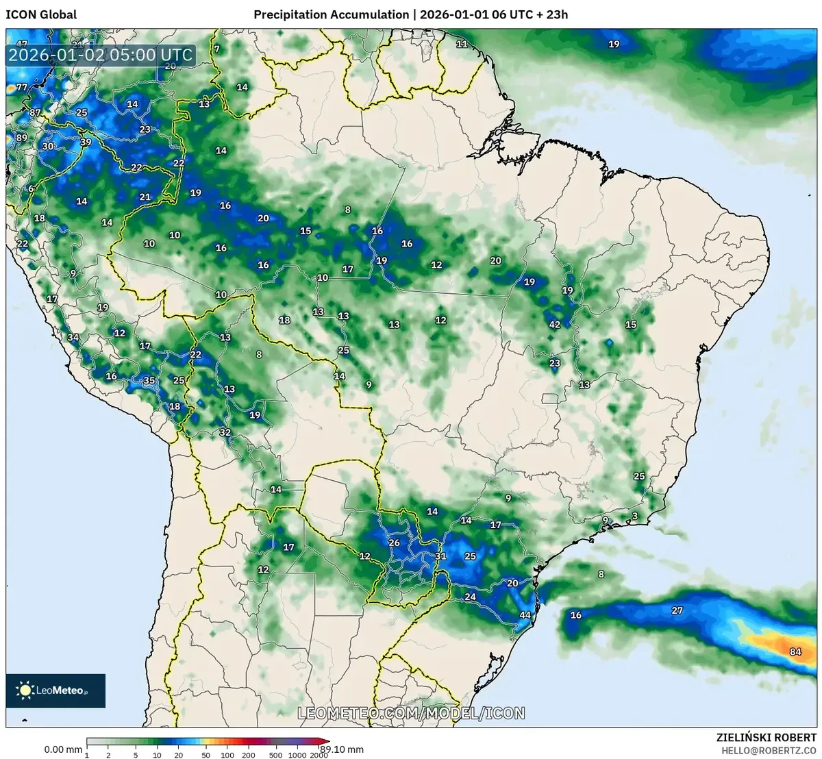 Fuertes precipitaciones se acumulan en el sur del Perú el 2 de enero de 2026