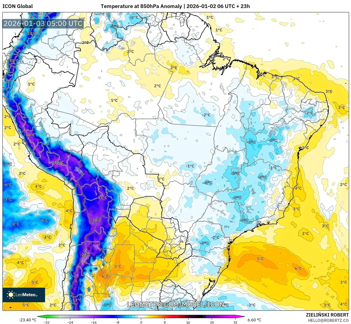 Anomalía de Temperatura en Perú el 3 de enero de 2026