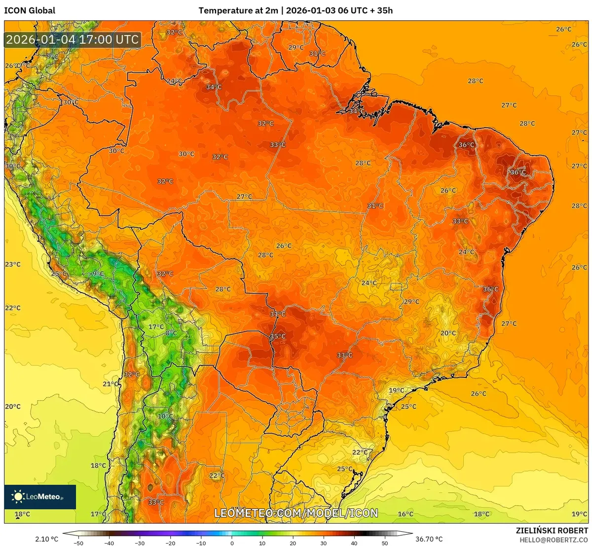 Temperaturas máximas alrededor de Cuzco el 4 de enero de 2026