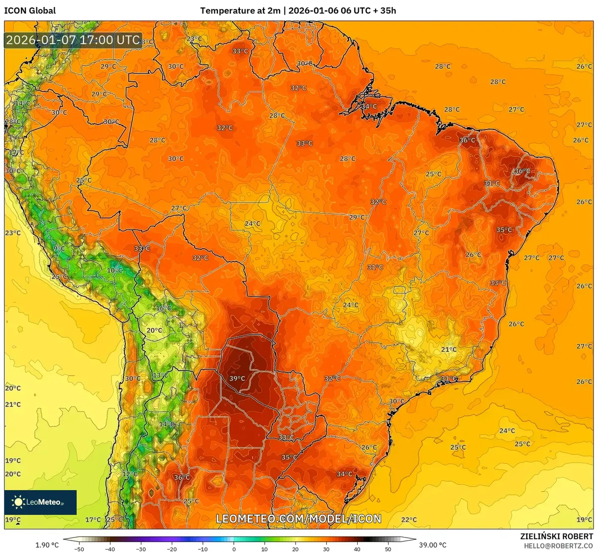 Temperatura Máxima en Todo el Perú 7 de enero de 2026