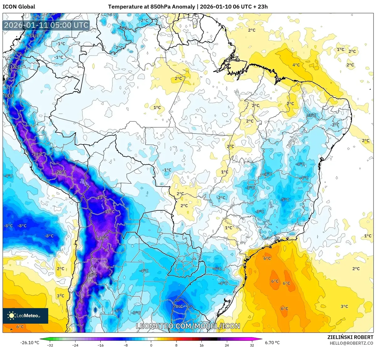Anomalía de temperatura 11 de enero de 2026