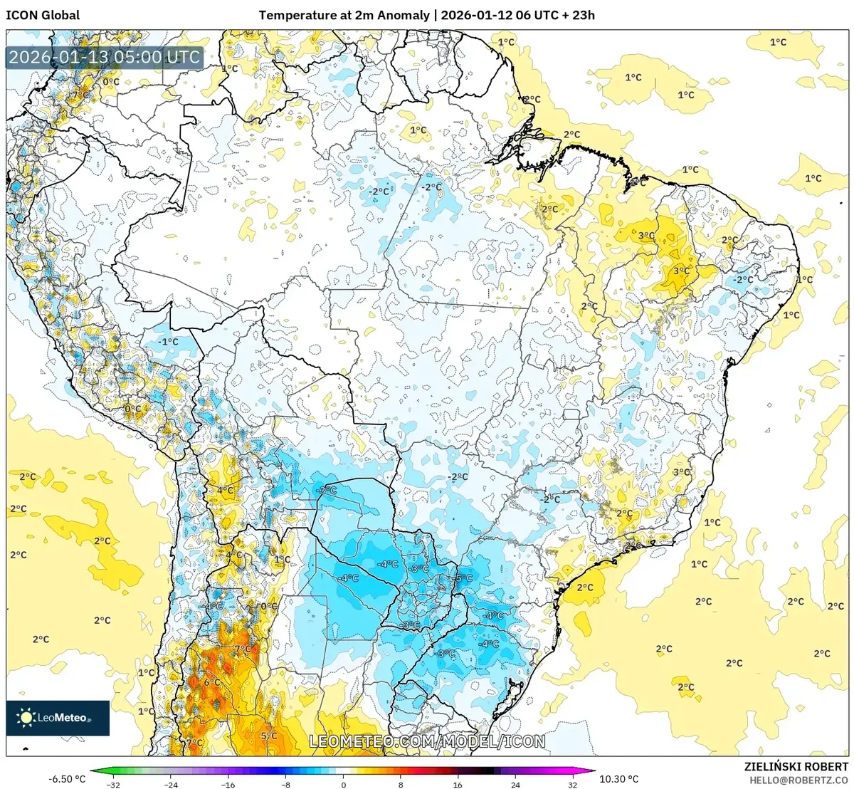 Anomalía de Temperatura en Lima - 2026-01-13 00:00