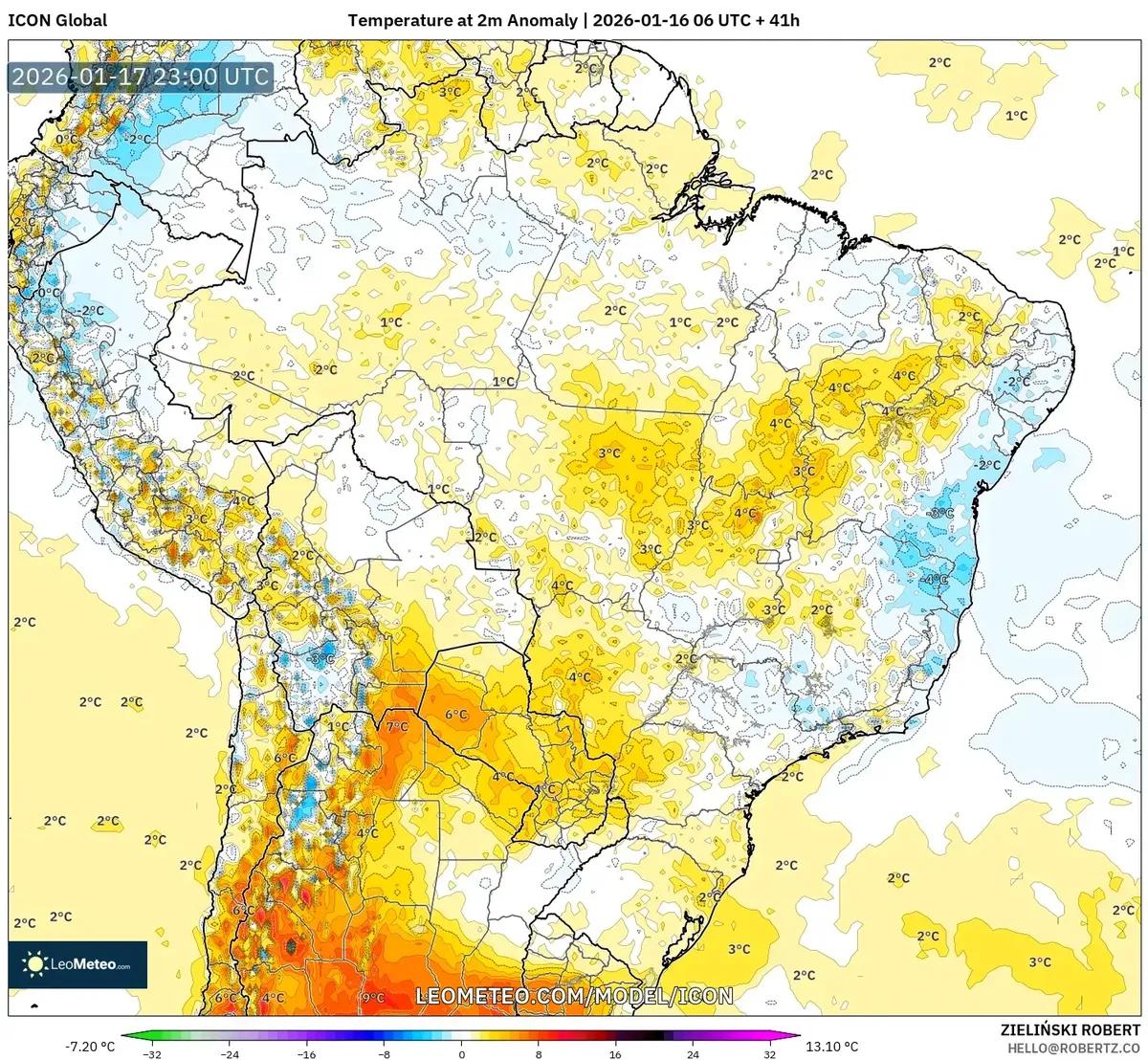 Anomalía de Temperatura en la Región Andina el 17 de Enero de 2026