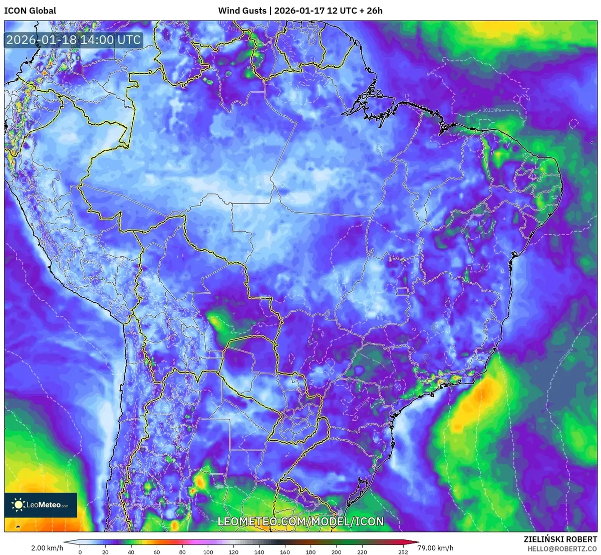 Rachas de Viento a lo Largo de la Costa del Perú – 18 de Enero de 2026