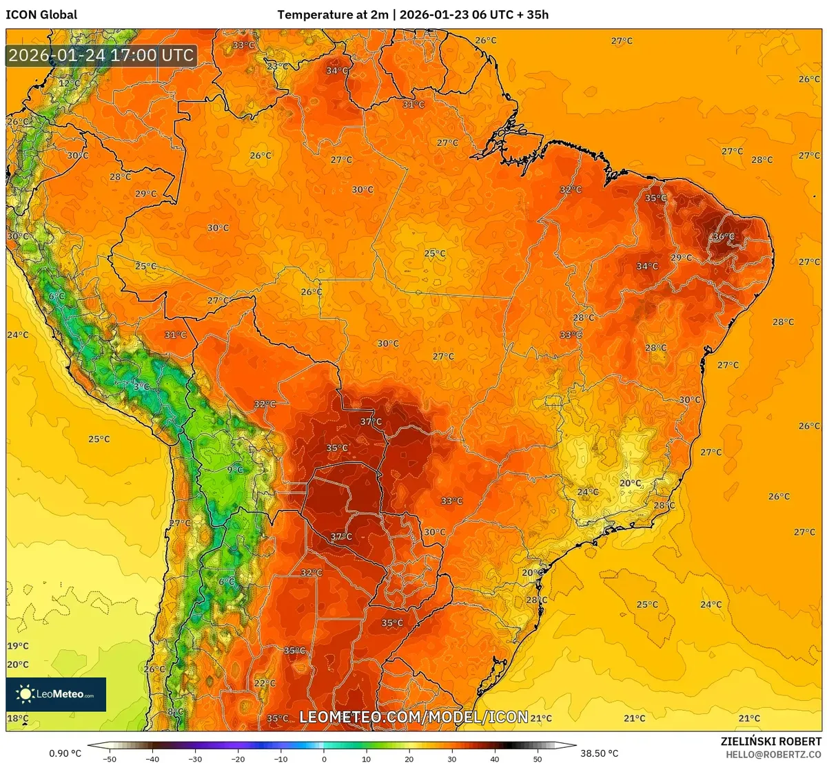 Temperatura Máxima Diurna en Lima, 24 de enero de 2026