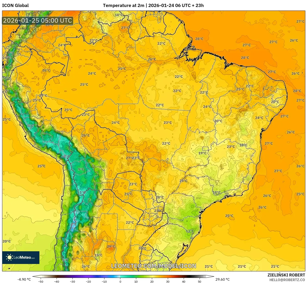Temperatura a 2 m en Lima a las 00:00
