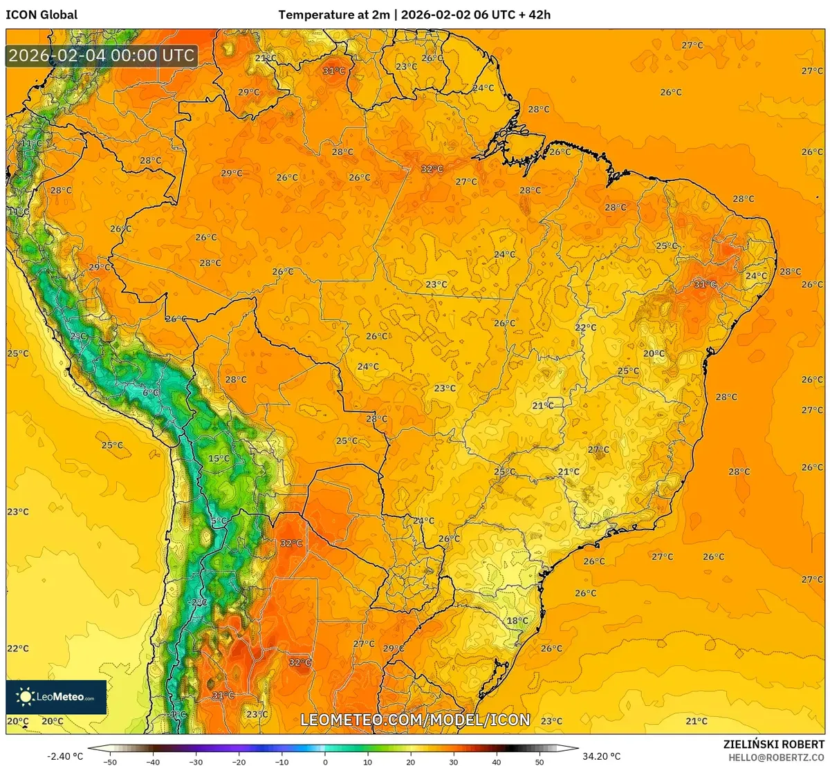 Temperaturas nocturnas en el Perú el 3 de febrero de 2026