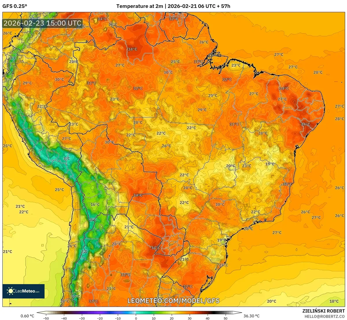 Temperaturas cálidas en la tarde en la costa del Perú, 23 de febrero de 2026