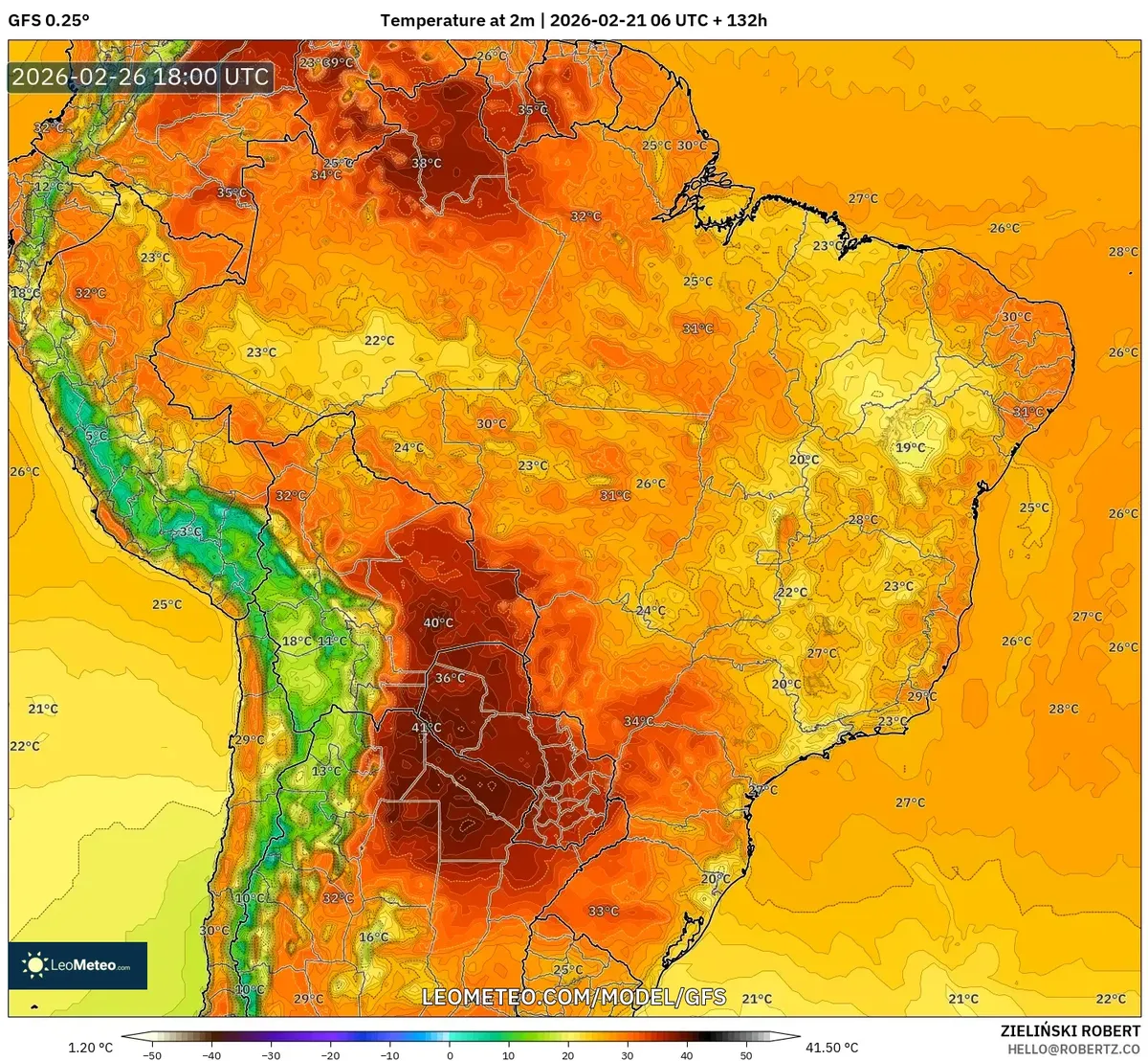 Máximo calor diurno en la costa del Perú, 26 de febrero de 2026