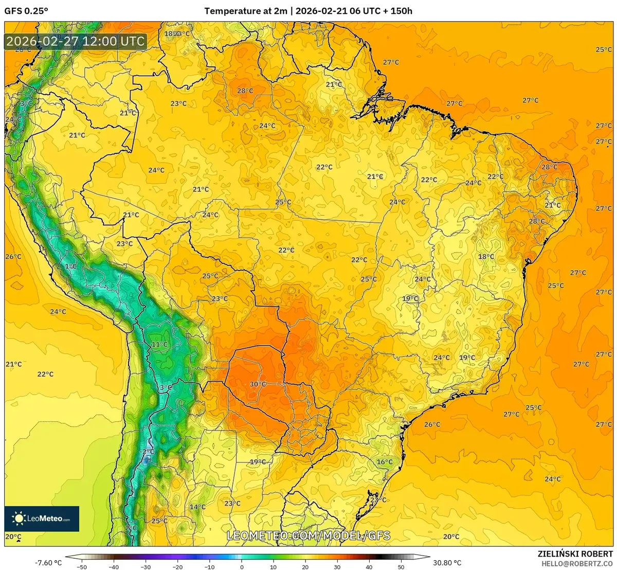 Pico de calor al mediodía en la costa del Perú, 27 de febrero de 2026