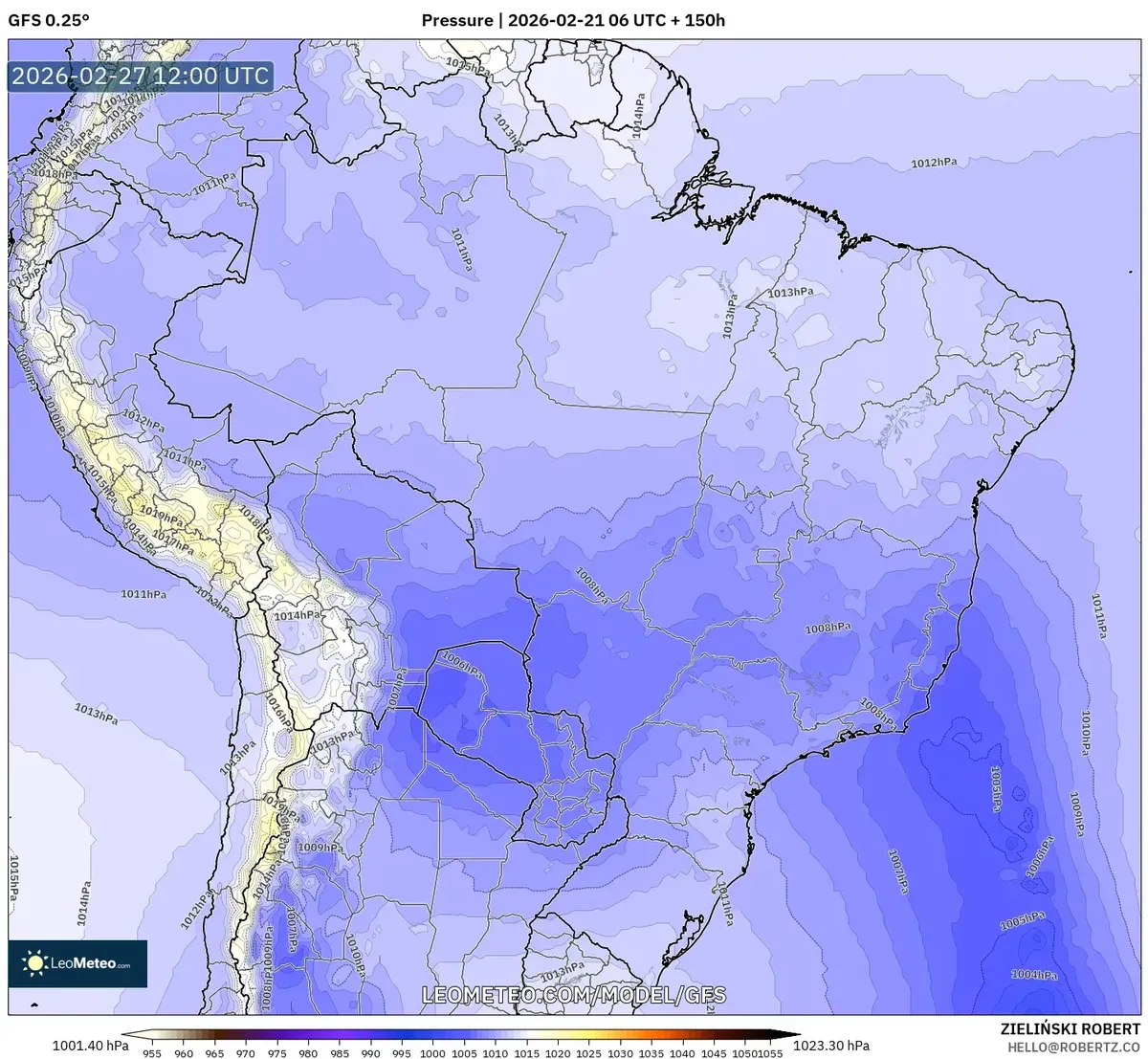 Sistemas de presión estables sobre el Perú, 27 de febrero de 2026