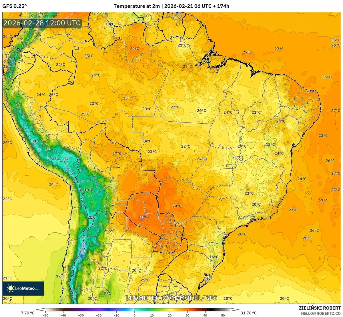 Pronóstico de temperaturas matinales para el Perú, 28 de febrero de 2026